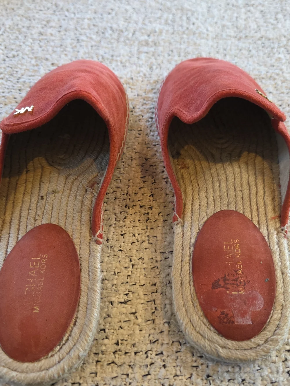 Michael Kors Coral Suede Leather Espadrille Mule Slides Slip On Shoes